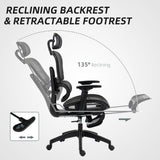 Mesh Fabric Home And Office Chair 66cm Wide With Footrest - Velmora