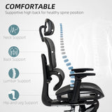 Mesh Fabric Home And Office Chair 66cm Wide With Footrest - Velmora