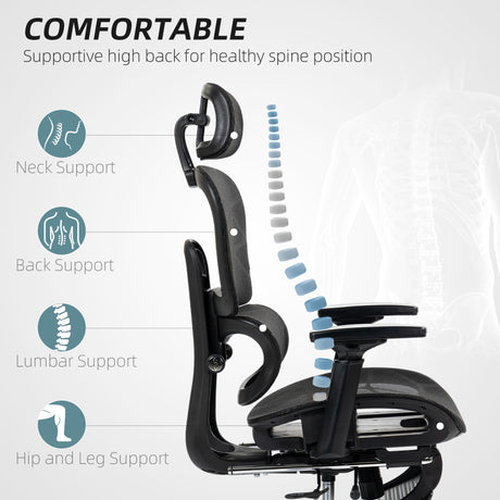Mesh Fabric Home And Office Chair 66cm Wide With Footrest - Velmora