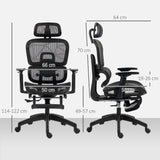 Mesh Fabric Home And Office Chair 66cm Wide With Footrest - Velmora