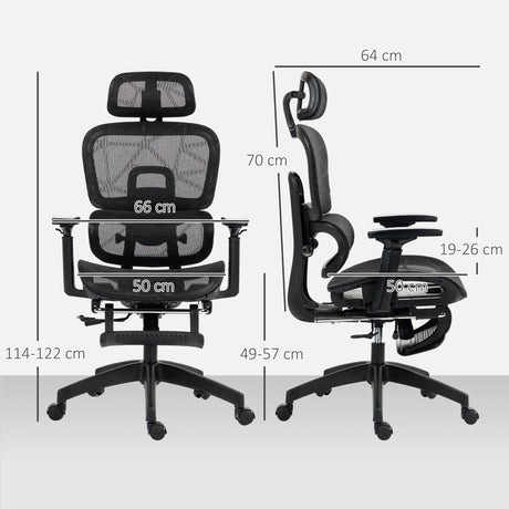 Mesh Fabric Home And Office Chair 66cm Wide With Footrest - Velmora
