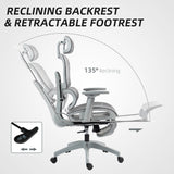 Mesh Fabric Home And Office Chair 66cm Wide With Footrest - Velmora