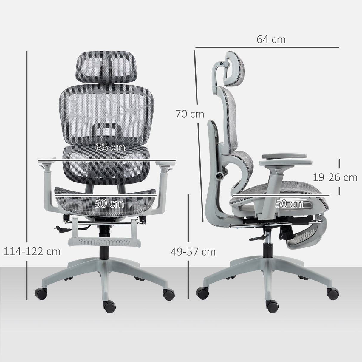 Mesh Fabric Home And Office Chair 66cm Wide With Footrest - Velmora