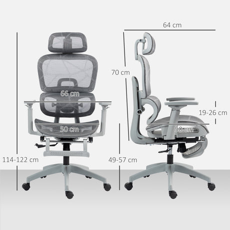 Mesh Fabric Home And Office Chair 66cm Wide With Footrest - Velmora