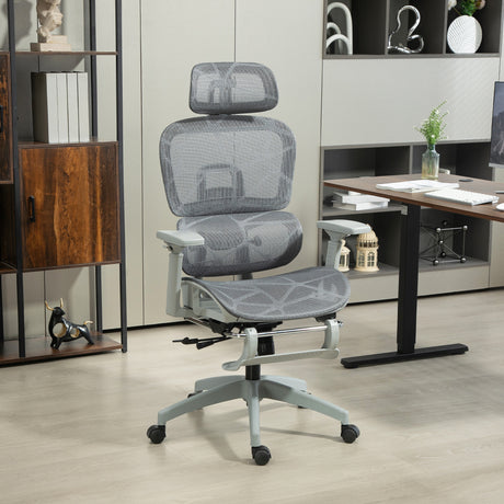 Mesh Fabric Home And Office Chair 66cm Wide With Footrest - Velmora