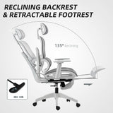 Mesh Fabric Home And Office Chair 66cm Wide With Footrest - Velmora