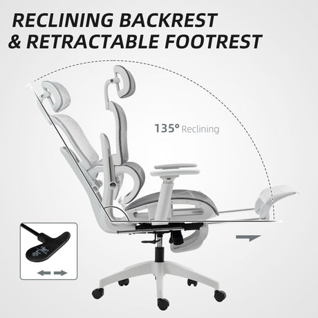 Mesh Fabric Home And Office Chair 66cm Wide With Footrest - Velmora