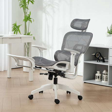 Mesh Fabric Home And Office Chair 66cm Wide With Footrest - Velmora