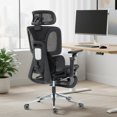 Mesh Fabric Home And Office Chair 67cm W x 71cm D With Footrest - Velmora