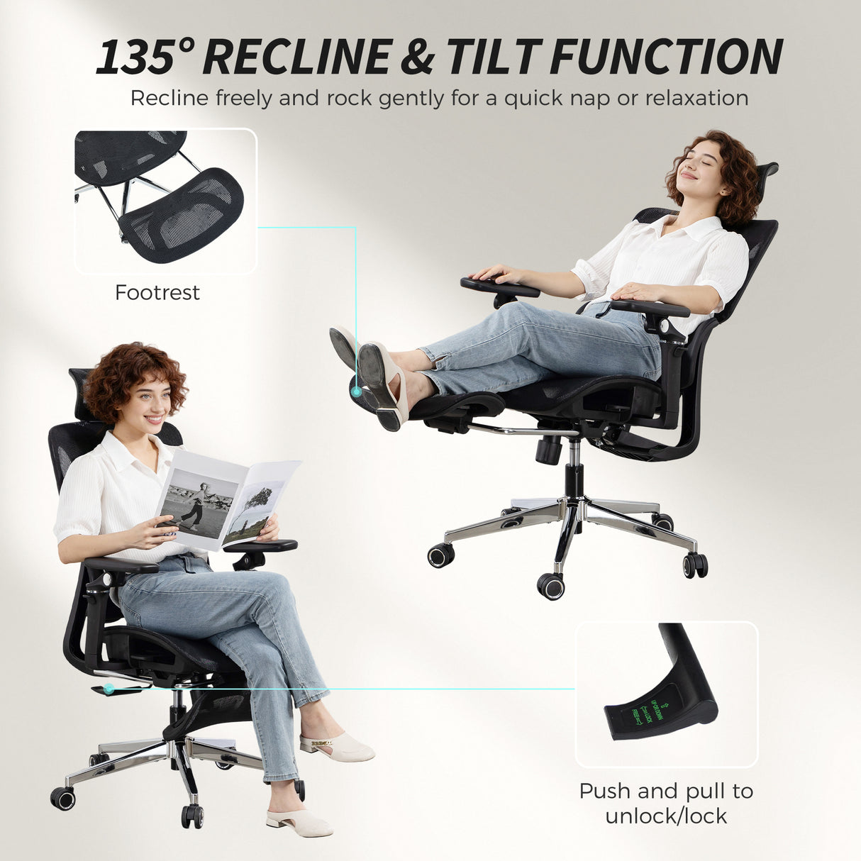 Mesh Fabric Home And Office Chair 67cm W x 71cm D With Footrest - Velmora