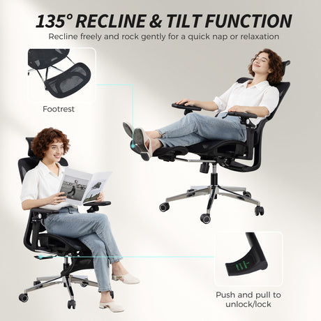Mesh Fabric Home And Office Chair 67cm W x 71cm D With Footrest - Velmora