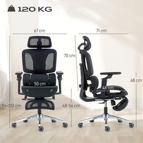 Mesh Fabric Home And Office Chair 67cm W x 71cm D With Footrest - Velmora