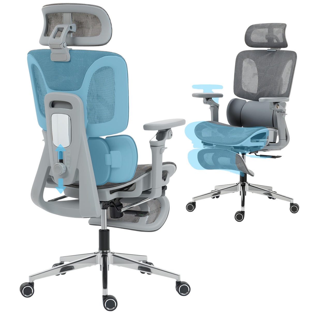 Mesh Fabric Home And Office Chair 67cm W x 71cm D With Footrest - Velmora