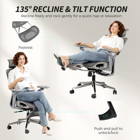 Mesh Fabric Home And Office Chair 67cm W x 71cm D With Footrest - Velmora