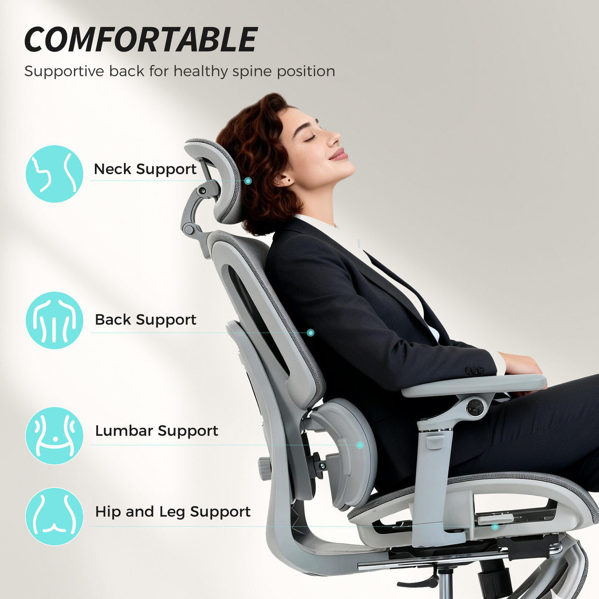Mesh Fabric Home And Office Chair 67cm W x 71cm D With Footrest - Velmora