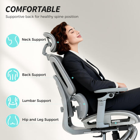 Mesh Fabric Home And Office Chair 67cm W x 71cm D With Footrest - Velmora