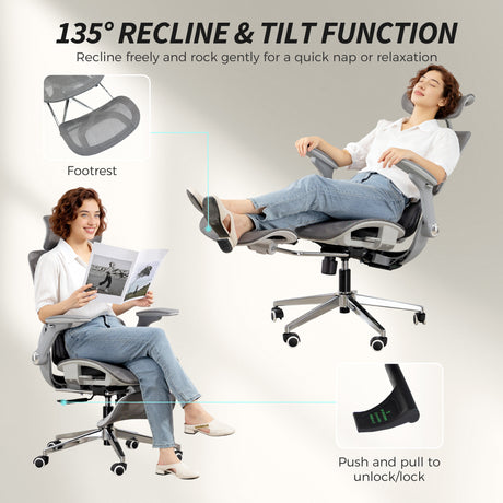 Mesh Fabric Home And Office Chair 67cm W x 74cm D With Footrest - Velmora
