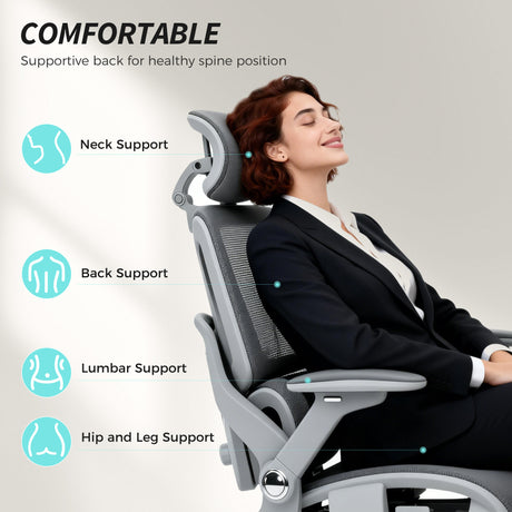 Mesh Fabric Home And Office Chair 67cm W x 74cm D With Footrest - Velmora