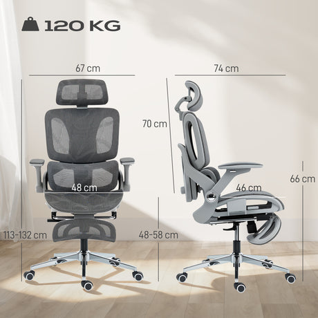 Mesh Fabric Home And Office Chair 67cm W x 74cm D With Footrest - Velmora