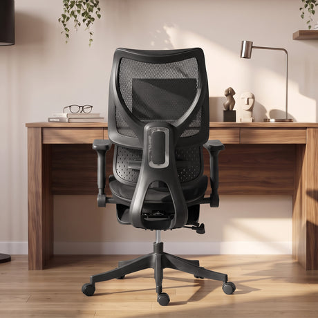 Mesh Fabric Home And Office Chair 67cm Wide With Footrest - Velmora