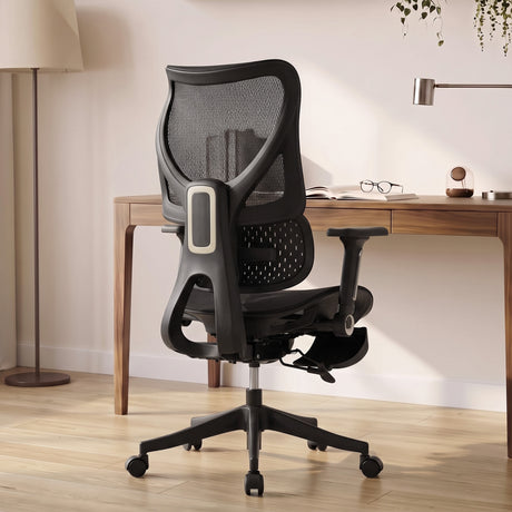 Mesh Fabric Home And Office Chair 67cm Wide With Footrest - Velmora