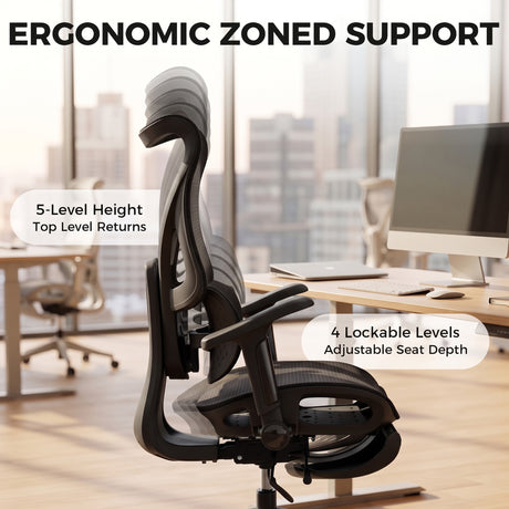 Mesh Fabric Home And Office Chair 67cm Wide With Footrest - Velmora
