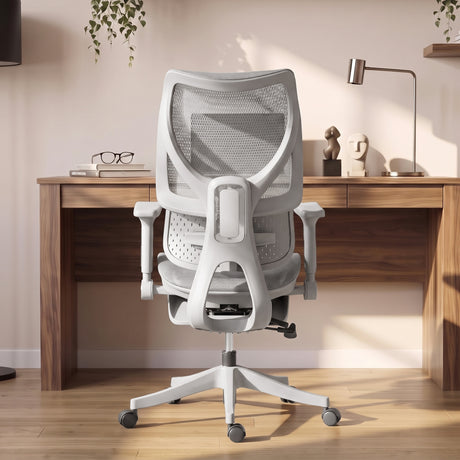 Mesh Fabric Home And Office Chair 67cm Wide With Footrest - Velmora