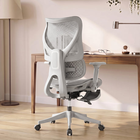 Mesh Fabric Home And Office Chair 67cm Wide With Footrest - Velmora