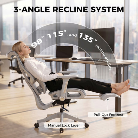 Mesh Fabric Home And Office Chair 67cm Wide With Footrest - Velmora
