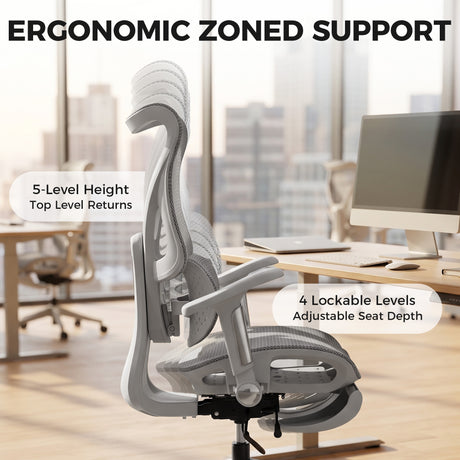 Mesh Fabric Home And Office Chair 67cm Wide With Footrest - Velmora