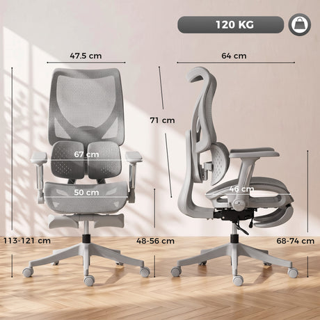 Mesh Fabric Home And Office Chair 67cm Wide With Footrest - Velmora