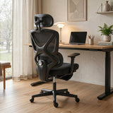 Mesh Fabric Home And Office Chair 71cm Wide With Rotatable Headrest - Velmora