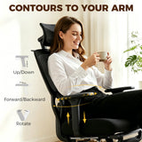 Mesh Fabric Home And Office Chair 71cm Wide With Rotatable Headrest - Velmora