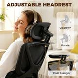 Mesh Fabric Home And Office Chair 71cm Wide With Rotatable Headrest - Velmora