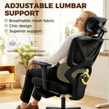 Mesh Fabric Home And Office Chair 71cm Wide With Rotatable Headrest - Velmora
