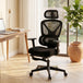 Mesh Fabric Home And Office Chair 71cm Wide With Rotatable Headrest - Velmora