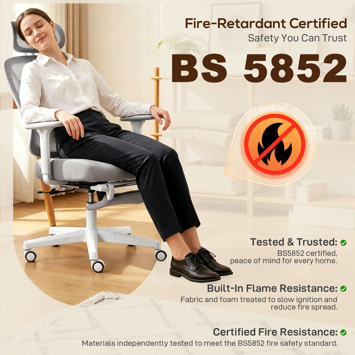 Mesh Fabric Home And Office Chair 71cm Wide With Rotatable Headrest - Velmora