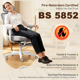 Mesh Fabric Home And Office Chair 71cm Wide With Rotatable Headrest - Velmora