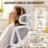 Mesh Fabric Home And Office Chair 71cm Wide With Rotatable Headrest - Velmora