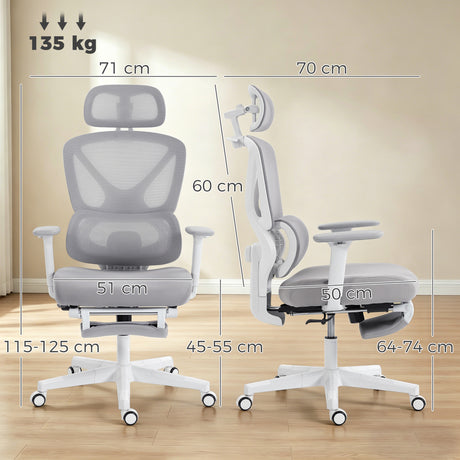 Mesh Fabric Home And Office Chair 71cm Wide With Rotatable Headrest - Velmora