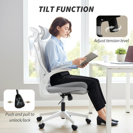 Mesh Fabric Home And Office Chair 73cm Wide With Foldable Backrest - Velmora
