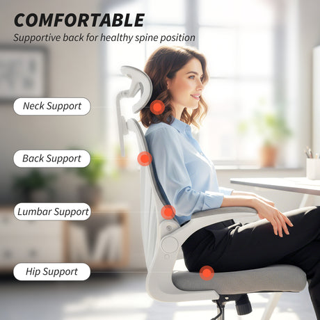 Mesh Fabric Home And Office Chair 73cm Wide With Foldable Backrest - Velmora