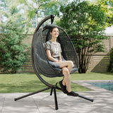 Mesh Fabric Outdoor Swing Chair With Thick Padded Cushion - Velmora