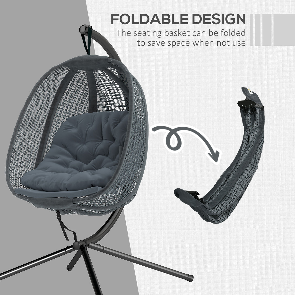 Mesh Fabric Outdoor Swing Chair With Thick Padded Cushion - Velmora