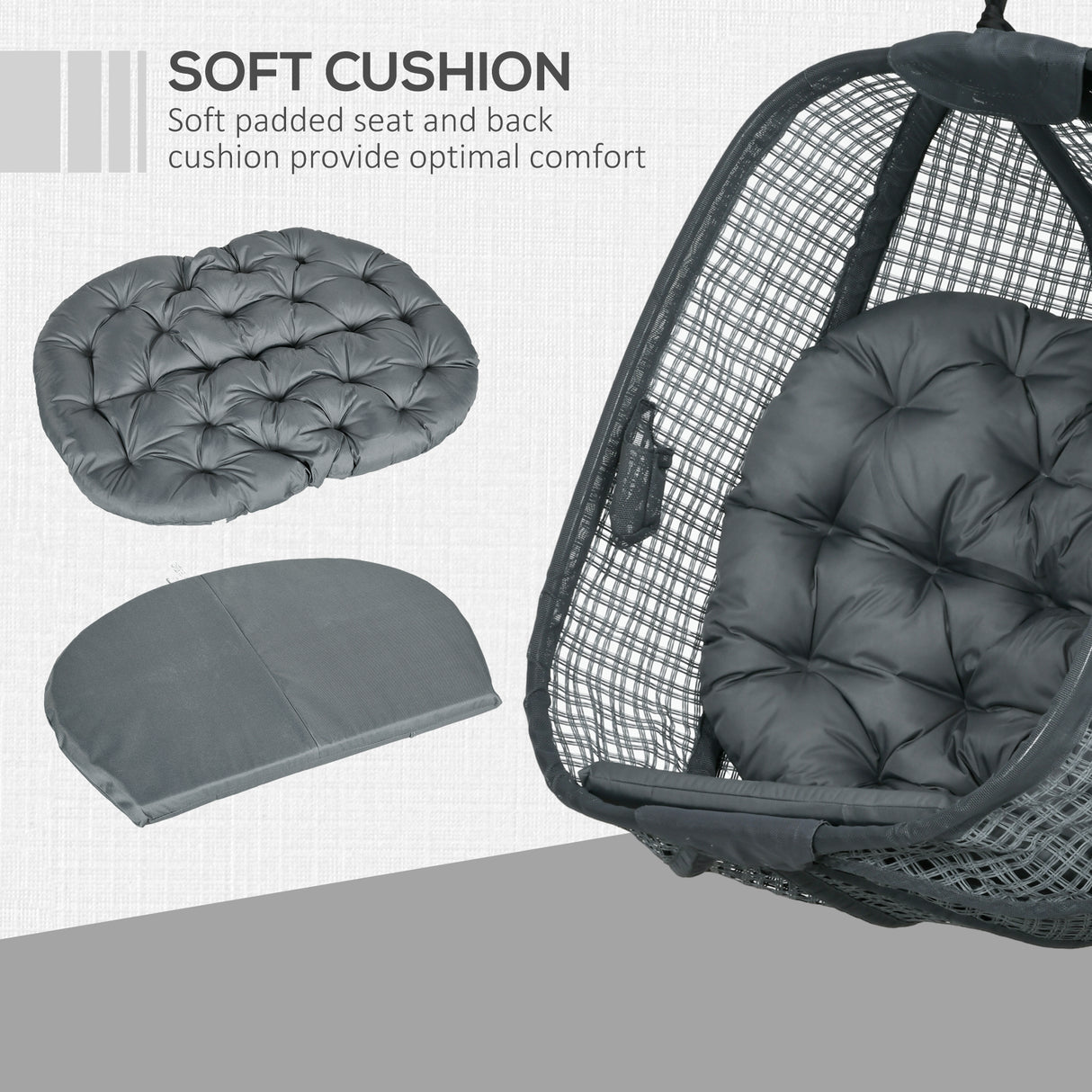 Mesh Fabric Outdoor Swing Chair With Thick Padded Cushion - Velmora