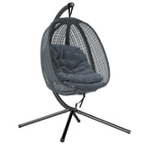 Mesh Fabric Outdoor Swing Chair With Thick Padded Cushion - Velmora