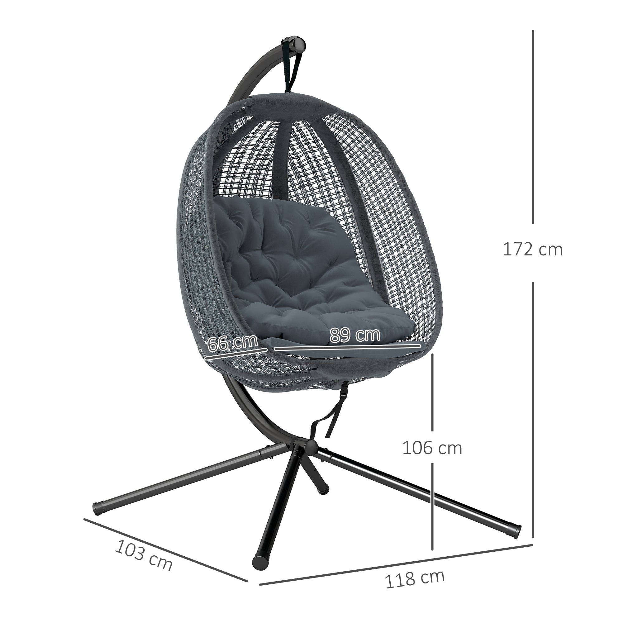 Mesh Fabric Outdoor Swing Chair With Thick Padded Cushion - Velmora