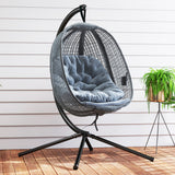 Mesh Fabric Outdoor Swing Chair With Thick Padded Cushion - Velmora