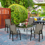 Mesh Fabric Stackable Garden Chairs in Set of 4 - Velmora