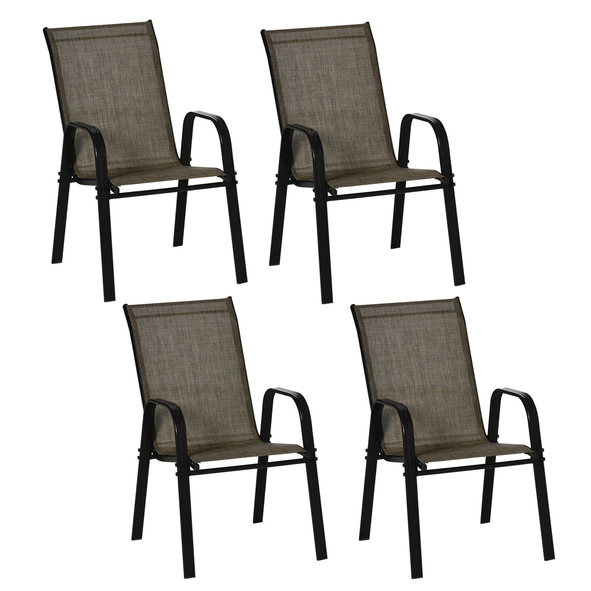 Mesh Fabric Stackable Garden Chairs in Set of 4 - Velmora
